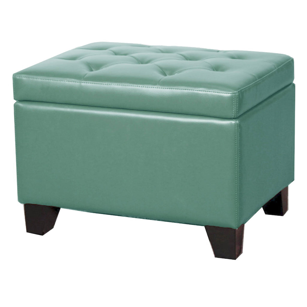 Turquoise Bonded Leather Storage Ottoman X592