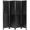 Black 4 Panel Wooden Louvered Room Divider B10370