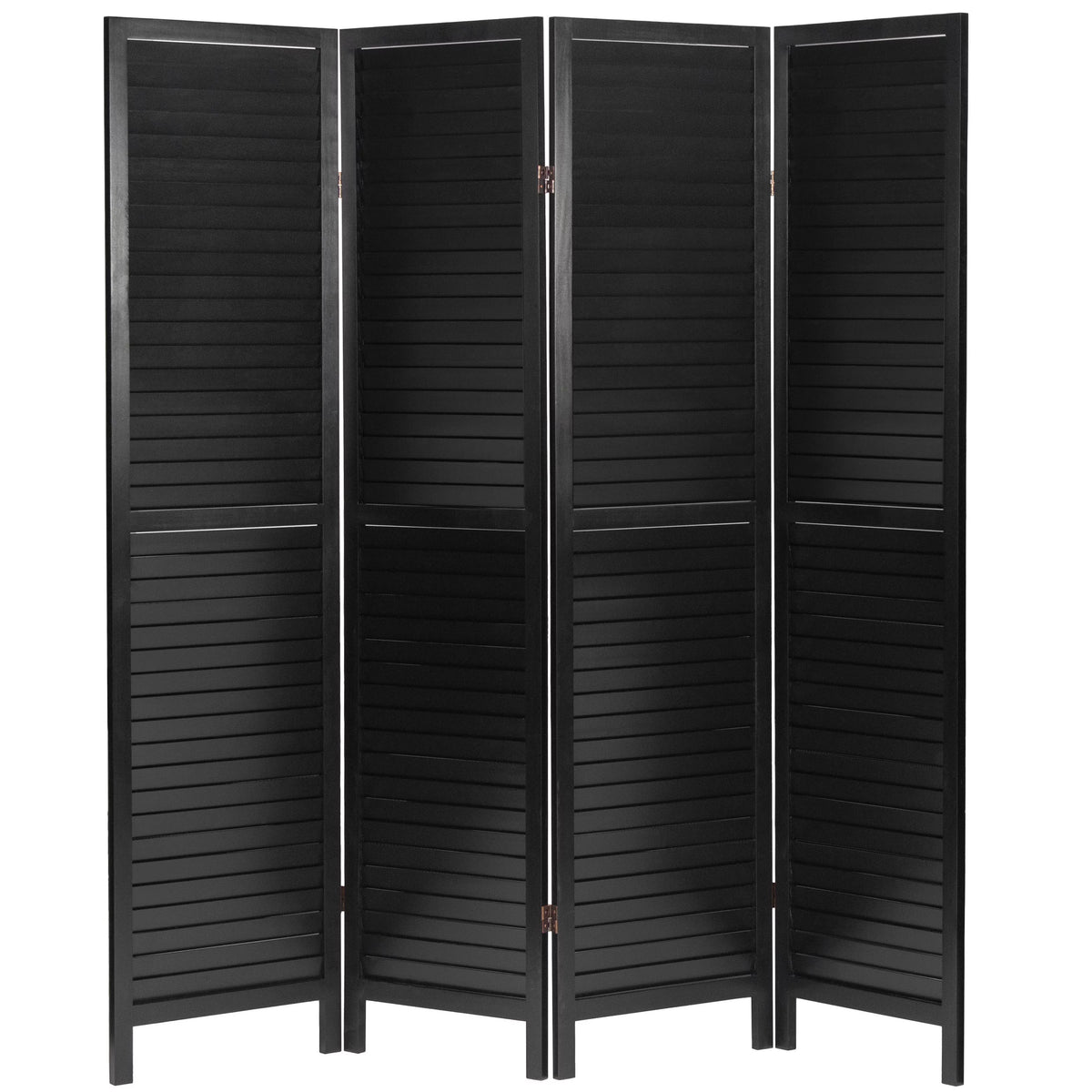 Black 4 Panel Wooden Louvered Room Divider B10370