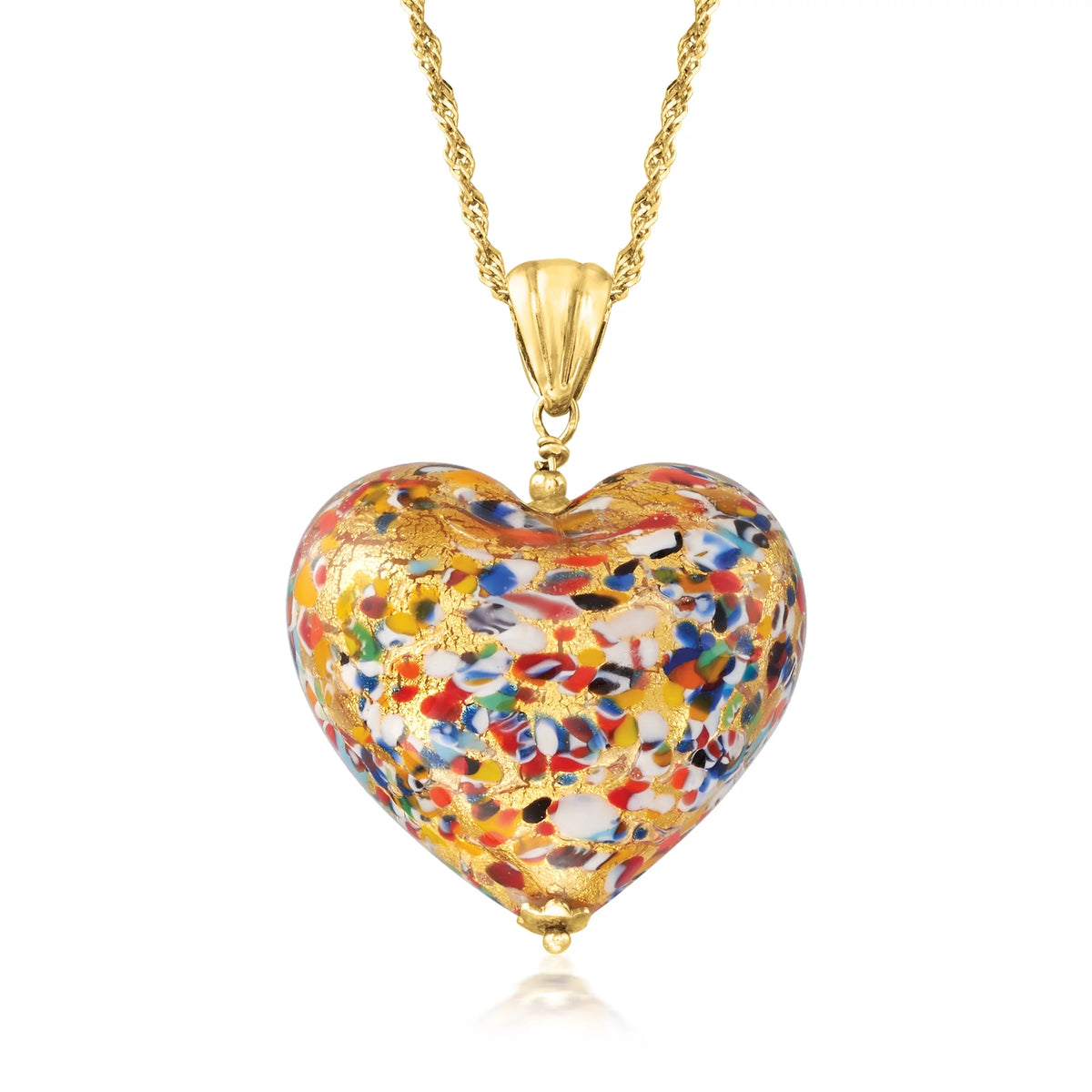 Murano Glass Heart Pendant Necklace T423