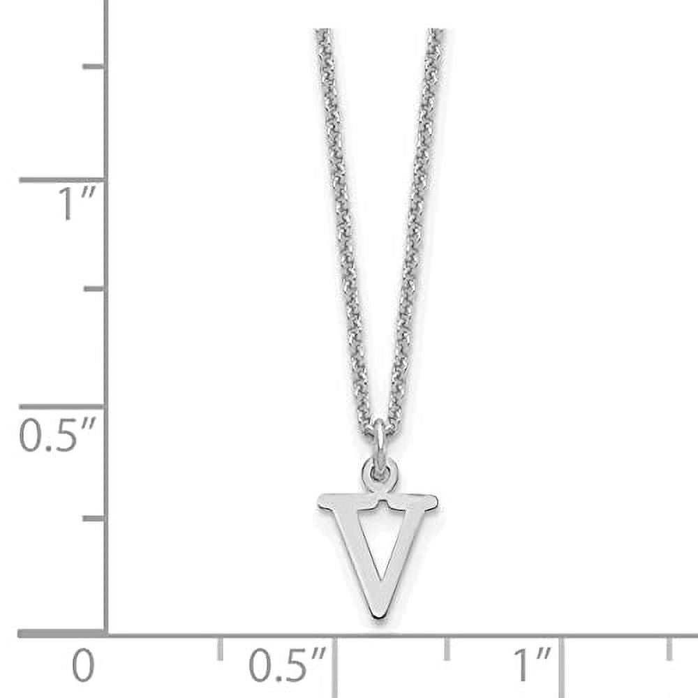 10K White Gold Letter V Initial Pendant with Chain F31758