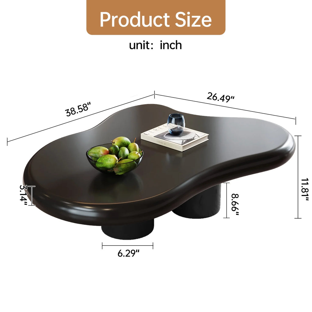 38.58'' Black Irregular Coffee Table Z6829