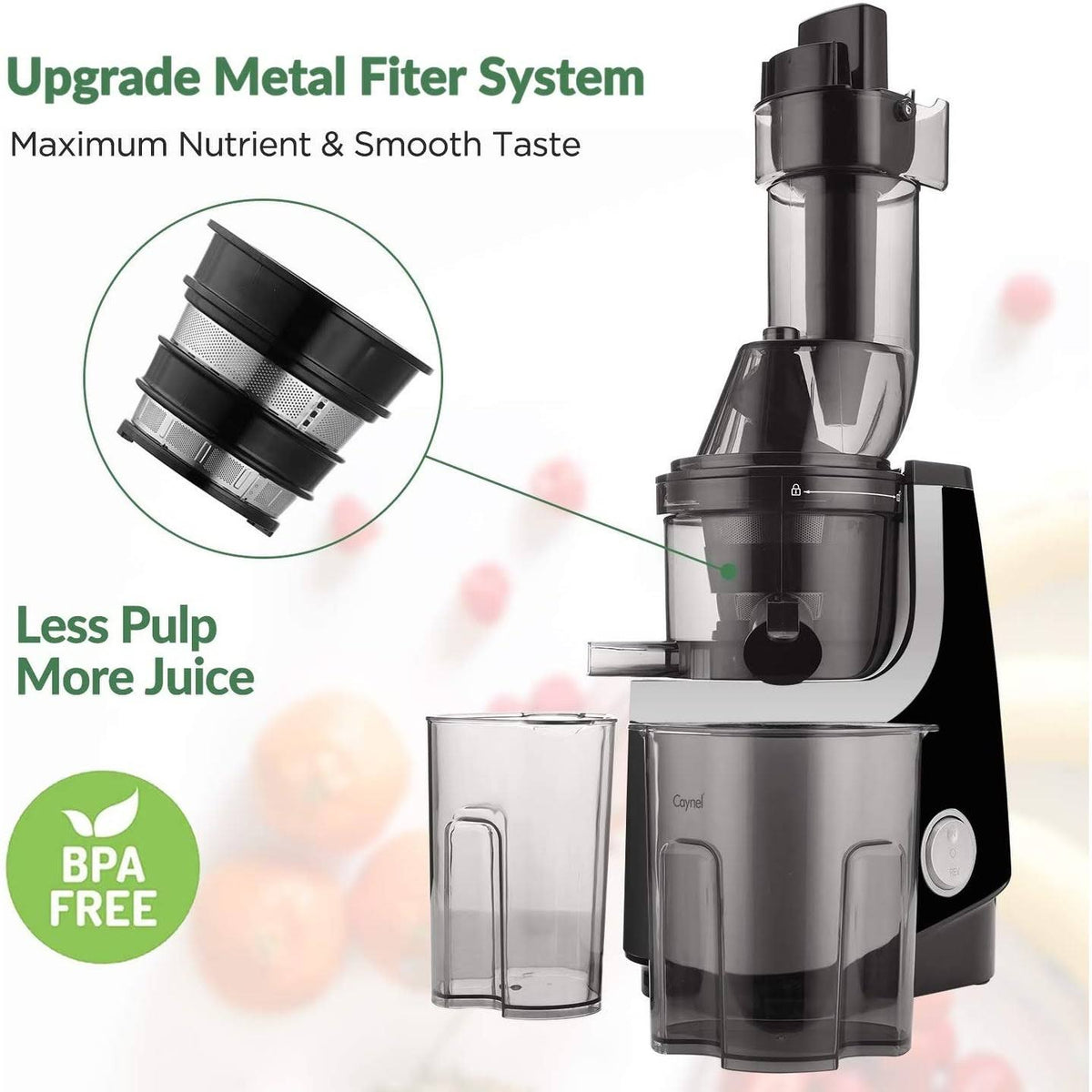 Vertical Slow Masticating Juicer Cold Press Extractor Black B24624