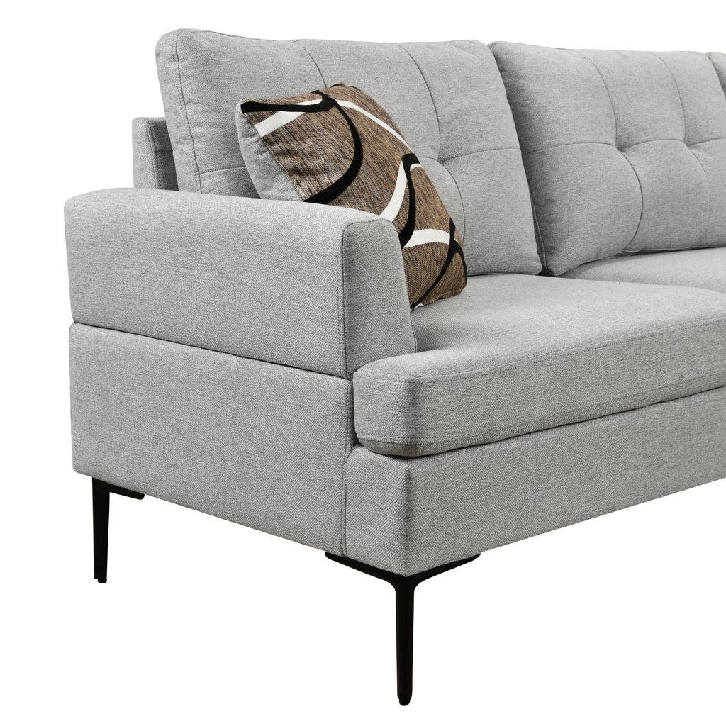 Light Gray L Shaped 3 Seater Sofa with Chaise and Storage N72139