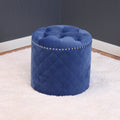 Round Velvet Ottoman Sky Blue T431932