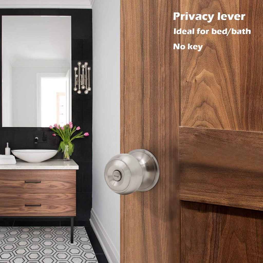 10 Pack Brushed Nickel Privacy Door Knob with Lock S95736