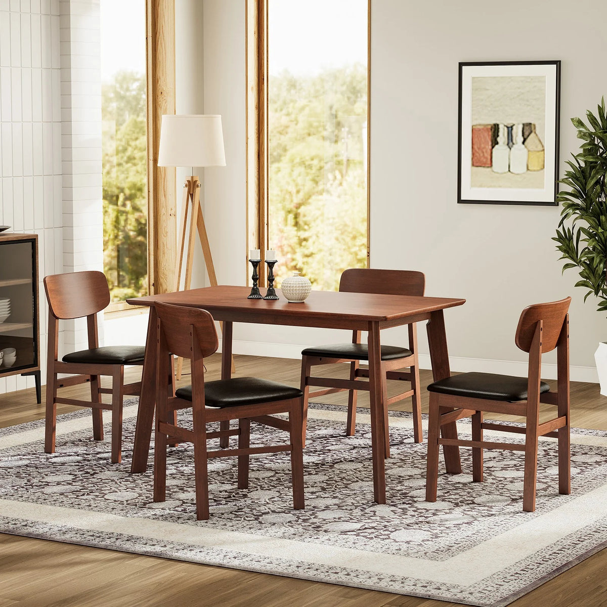 5-Piece Compact Rustic Dining Set with 4 Chairs B616844