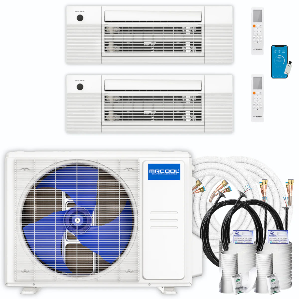 27,000 BTU 2 Zone Ceiling Cassette Ductless Air Conditioner and Heat Pump M414