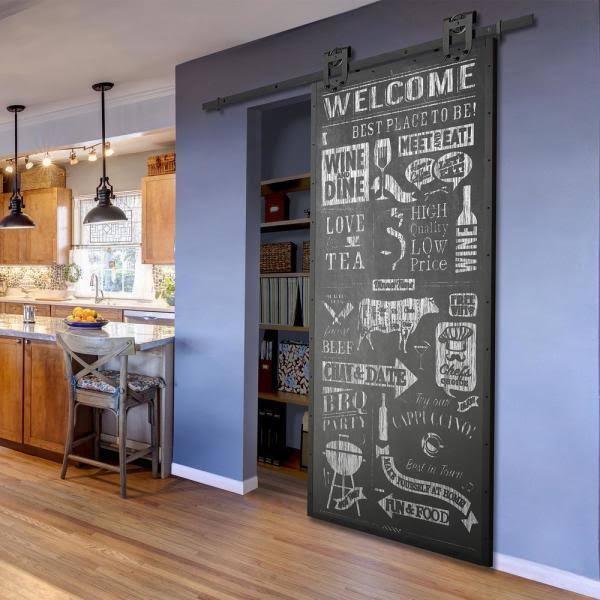 Bistro Chalkboard and Steel Barn Door Slab 33 in. P56229