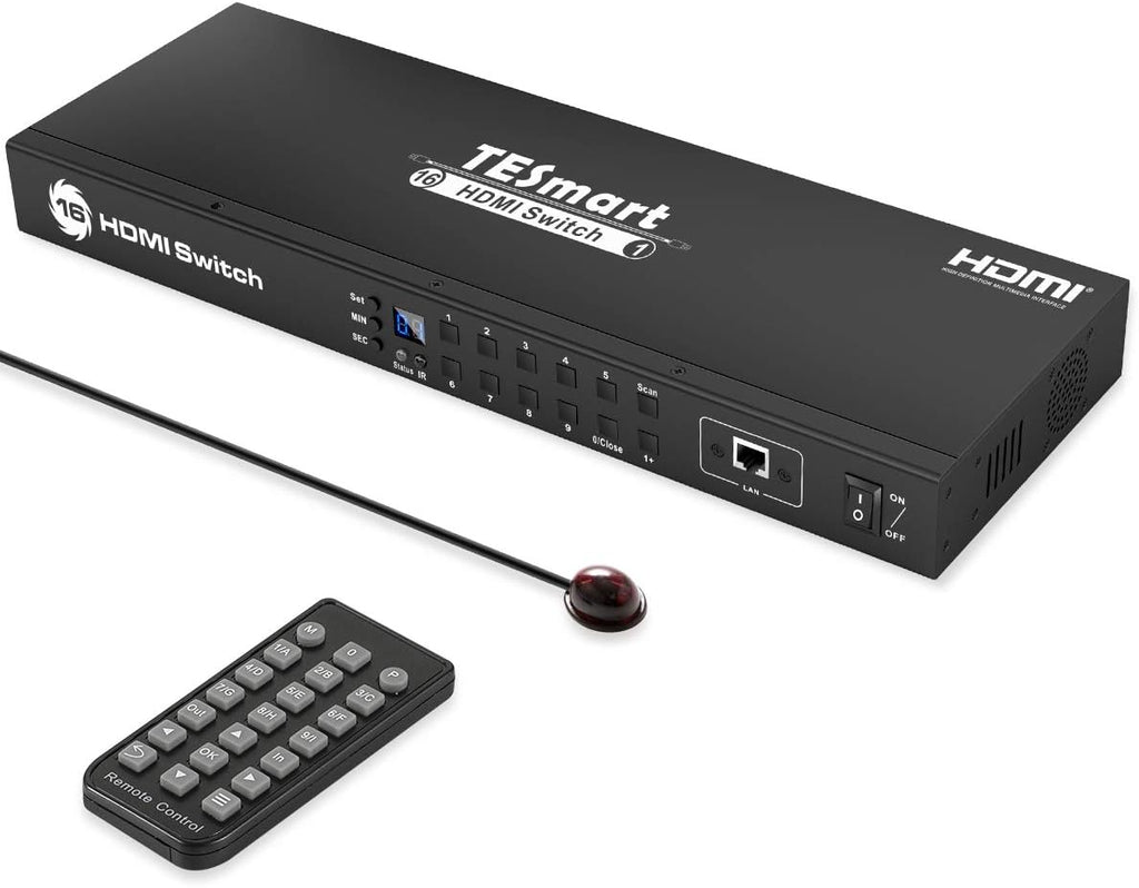 16×1 HDMI Switch 4K@60Hz HDCP 2.2 with Rack-Ears Y172