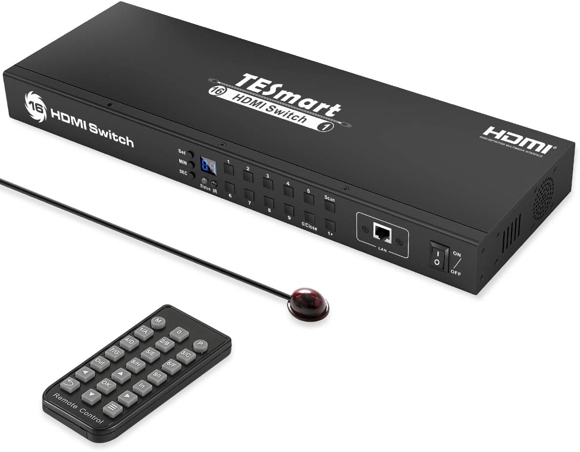 16×1 HDMI Switch 4K@60Hz HDCP 2.2 with Rack-Ears Y172