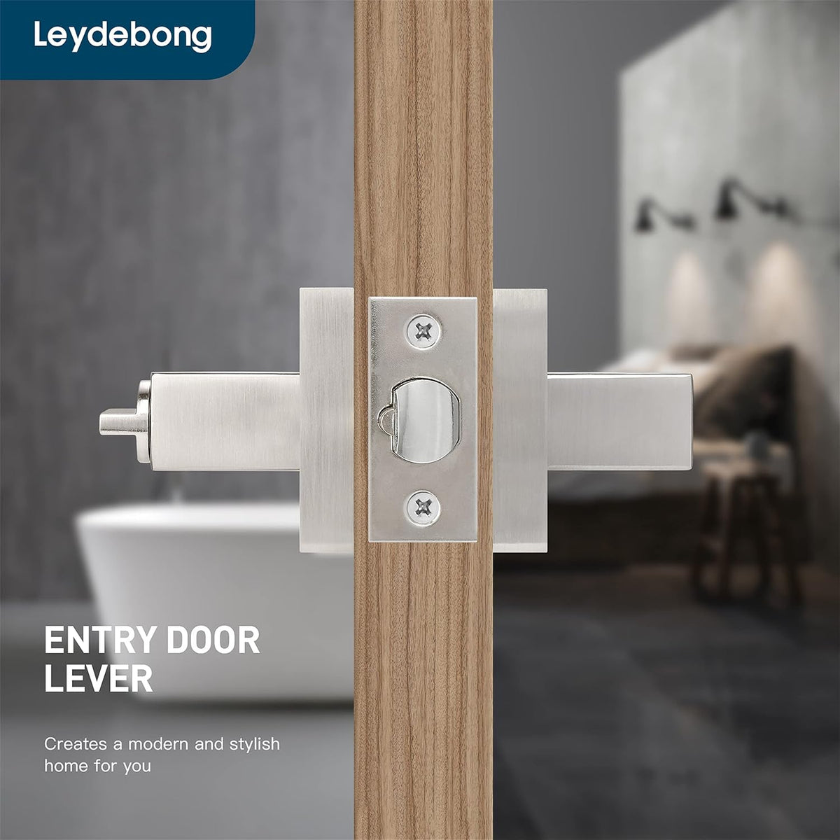 5 Pack Keyed Entry Lever Lock Handle Satin Nickel Finish K5311