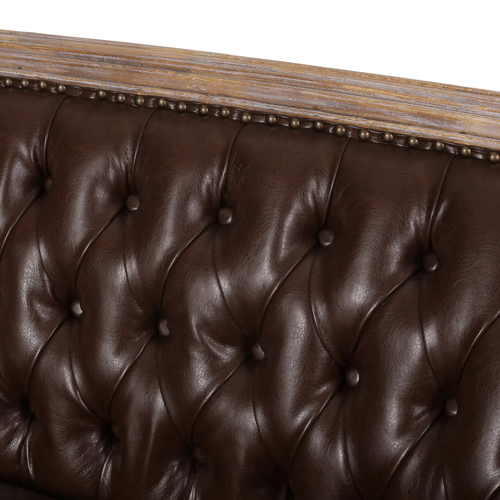 Dark Brown Faux Leather Loveseat Z30463