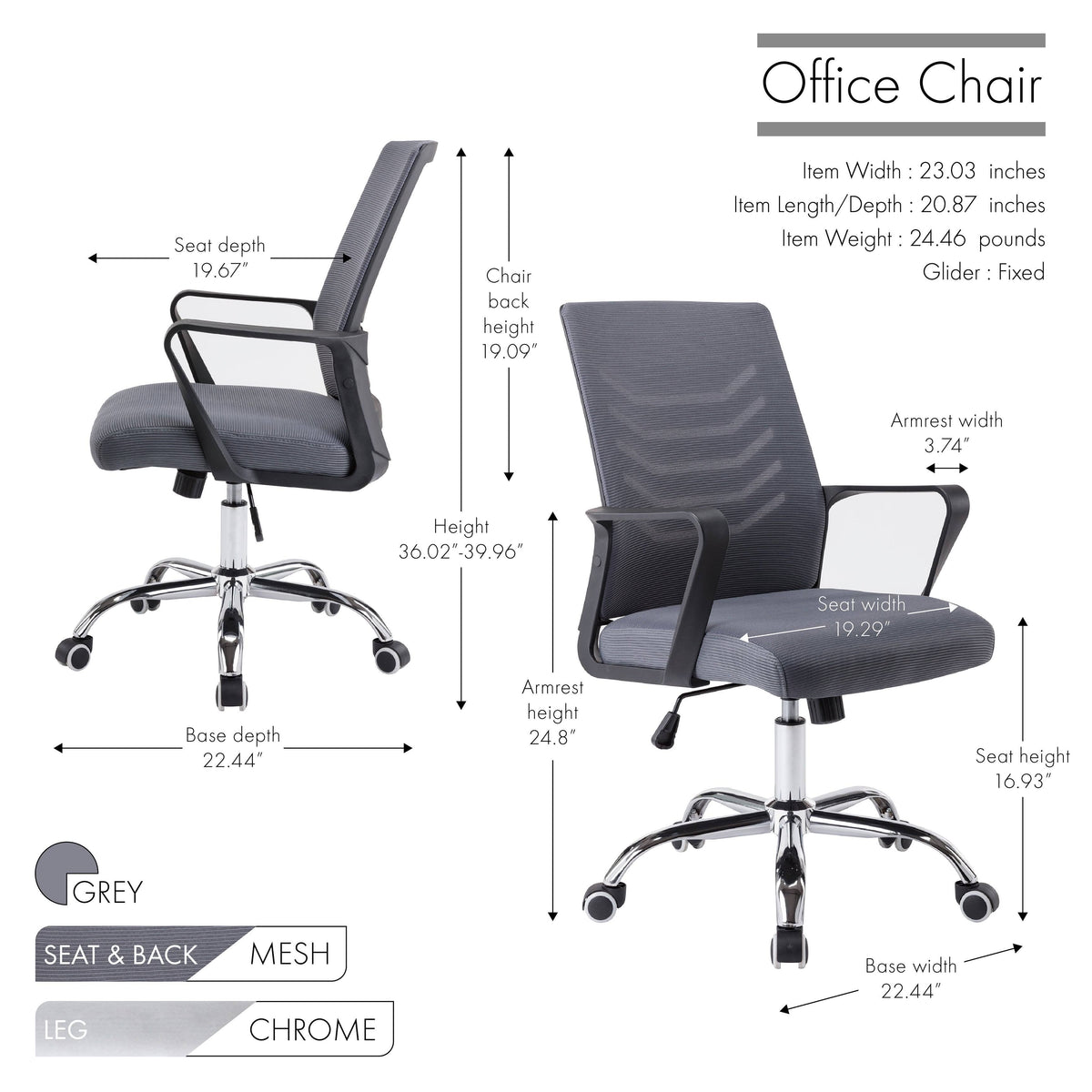 Adjustable Swivel Office Chair Black M348