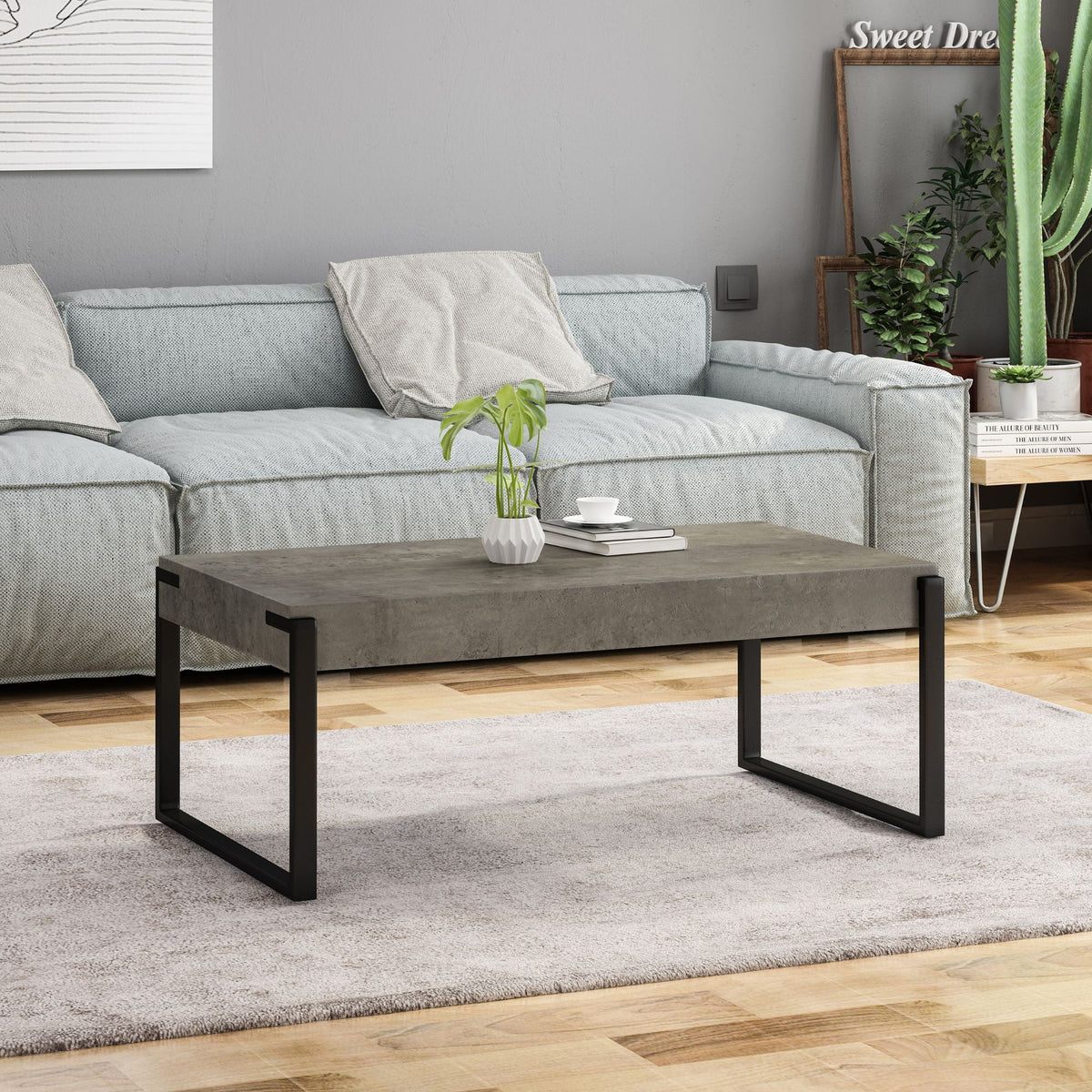 Black and Gray Hand Crafted Rectangular Coffee Table K6145