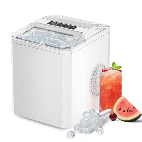Countertop Ice Maker, 9 Cubes in 6 Mins, 26lbs in 24Hrs, 2 Sizes of Bullet Ice, Auto-Cleaning, Portable Ice Machine with Handle, Basket and Scoop R83026