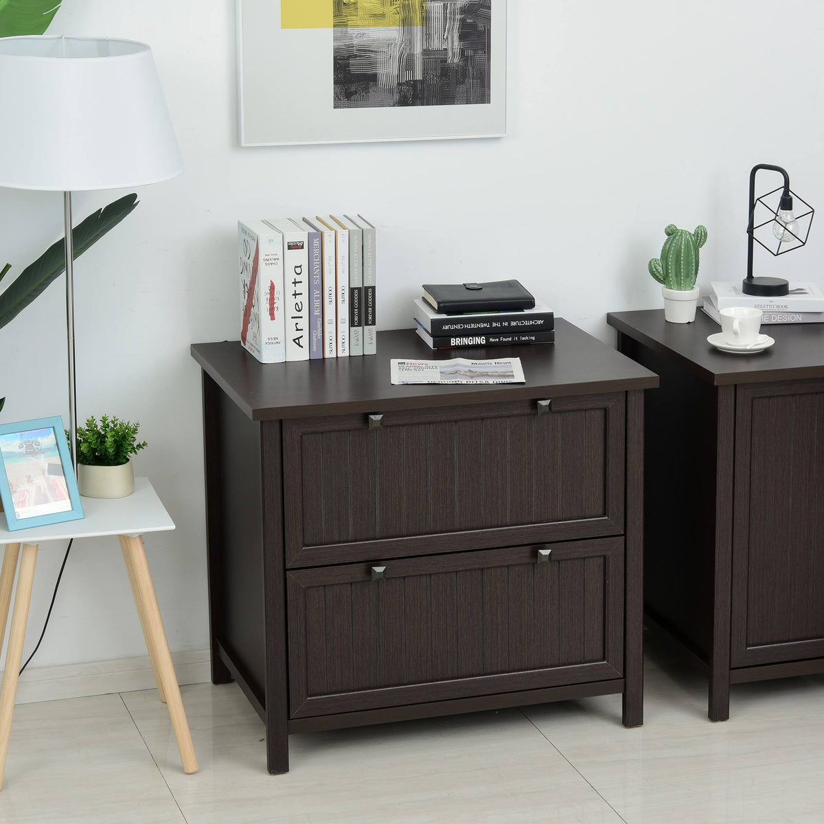 Brown Wooden 2-Drawer File Cabinet M18998