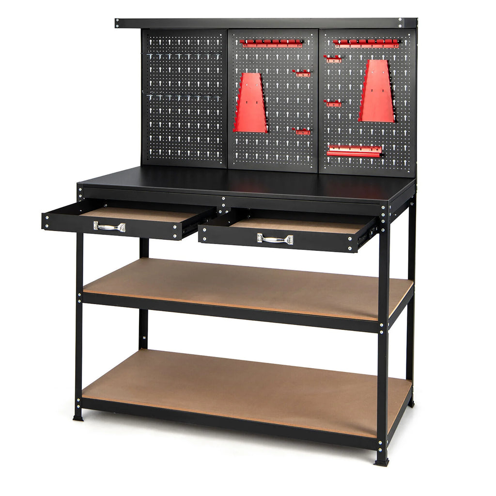 48'' Workbench with Peg Board Hook Kit & Drawers V8807