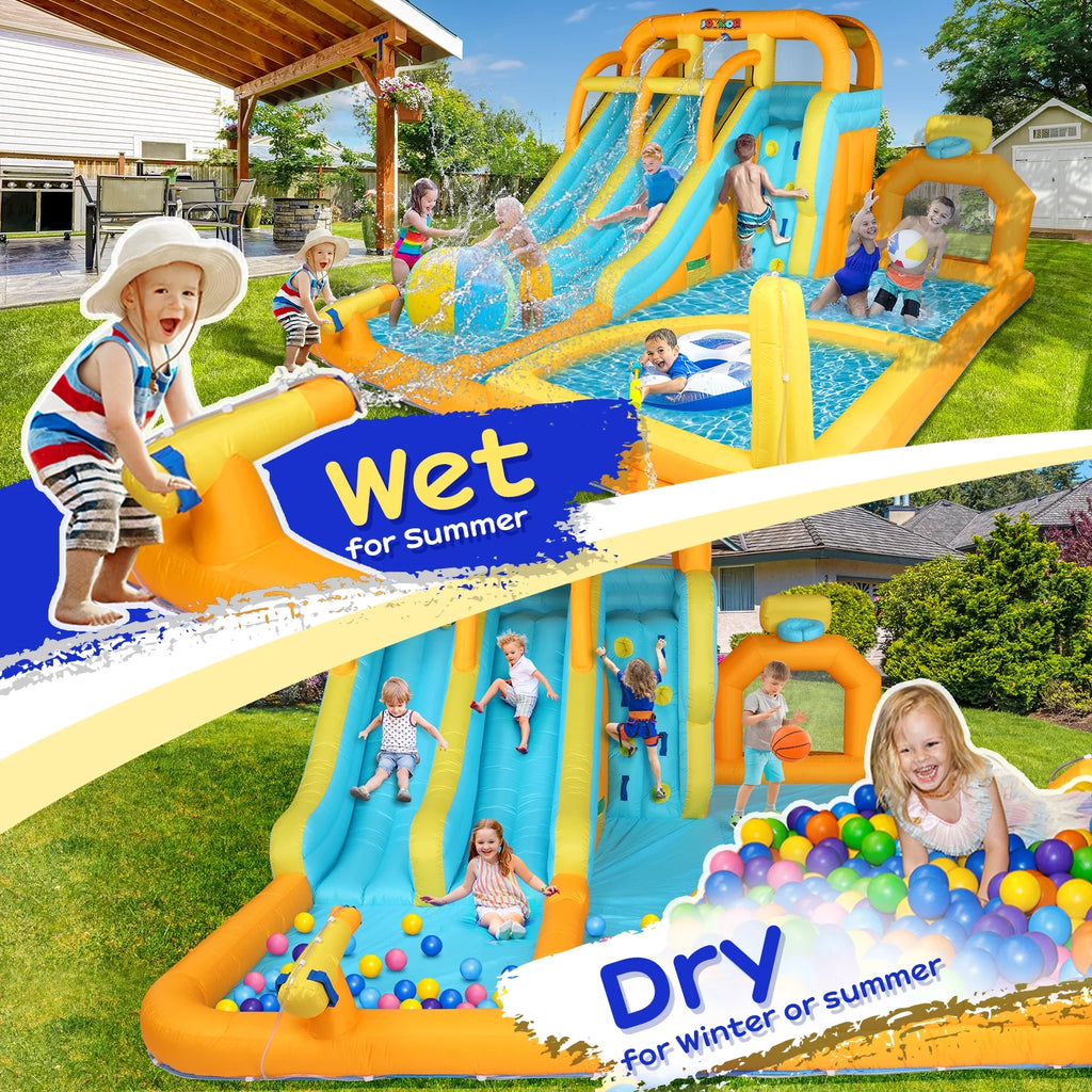 8-in-1 Inflatable Water Slide Park with Splash & Deep Pool N951