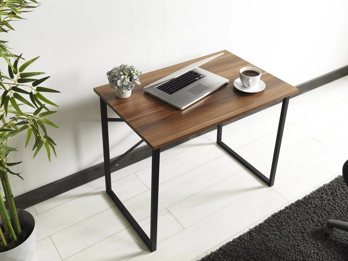 Black Metal Frame Wooden Top Writing and Computer Desk R27890