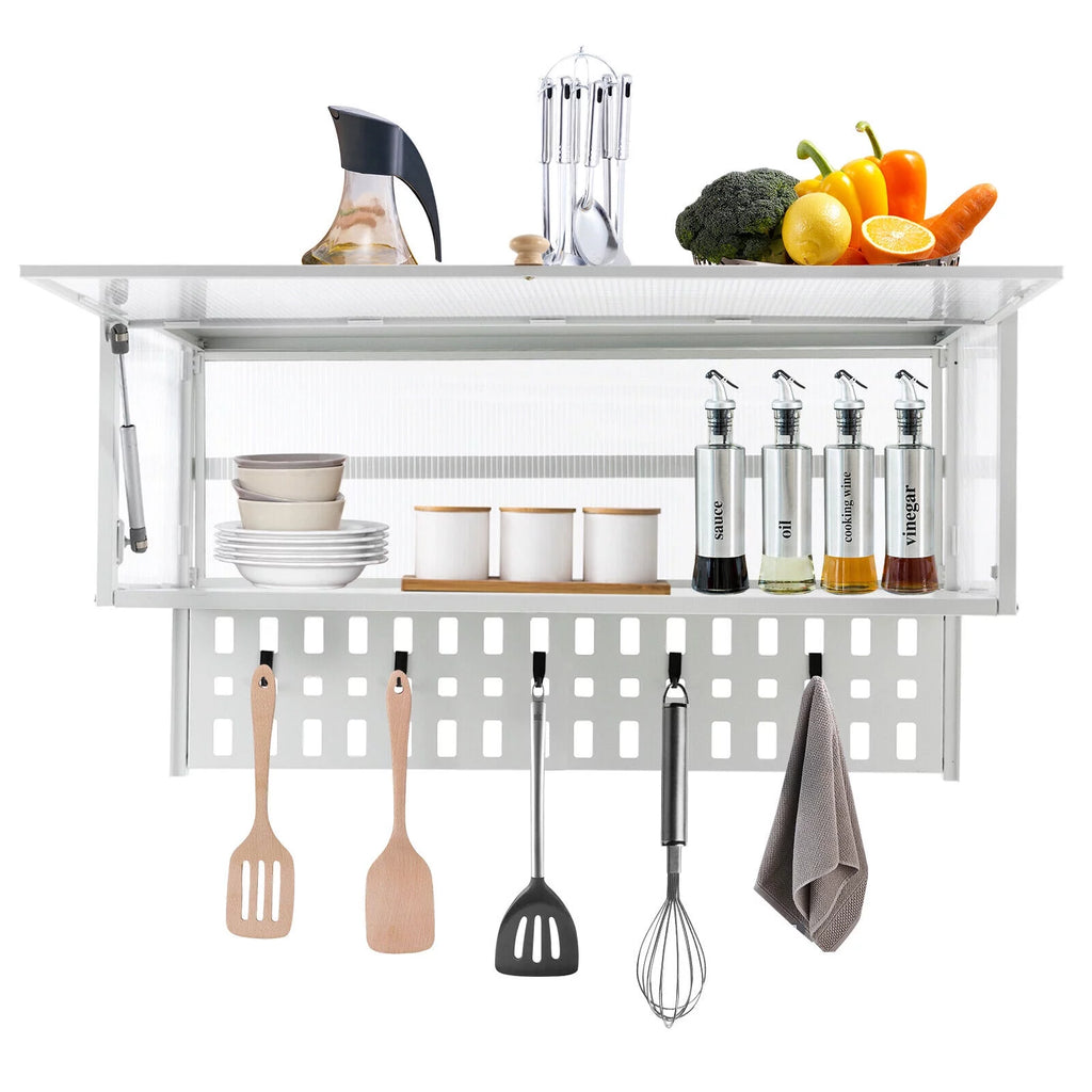 Wall-Mounted Cabinet with Storage Shelf White Translucent S21062