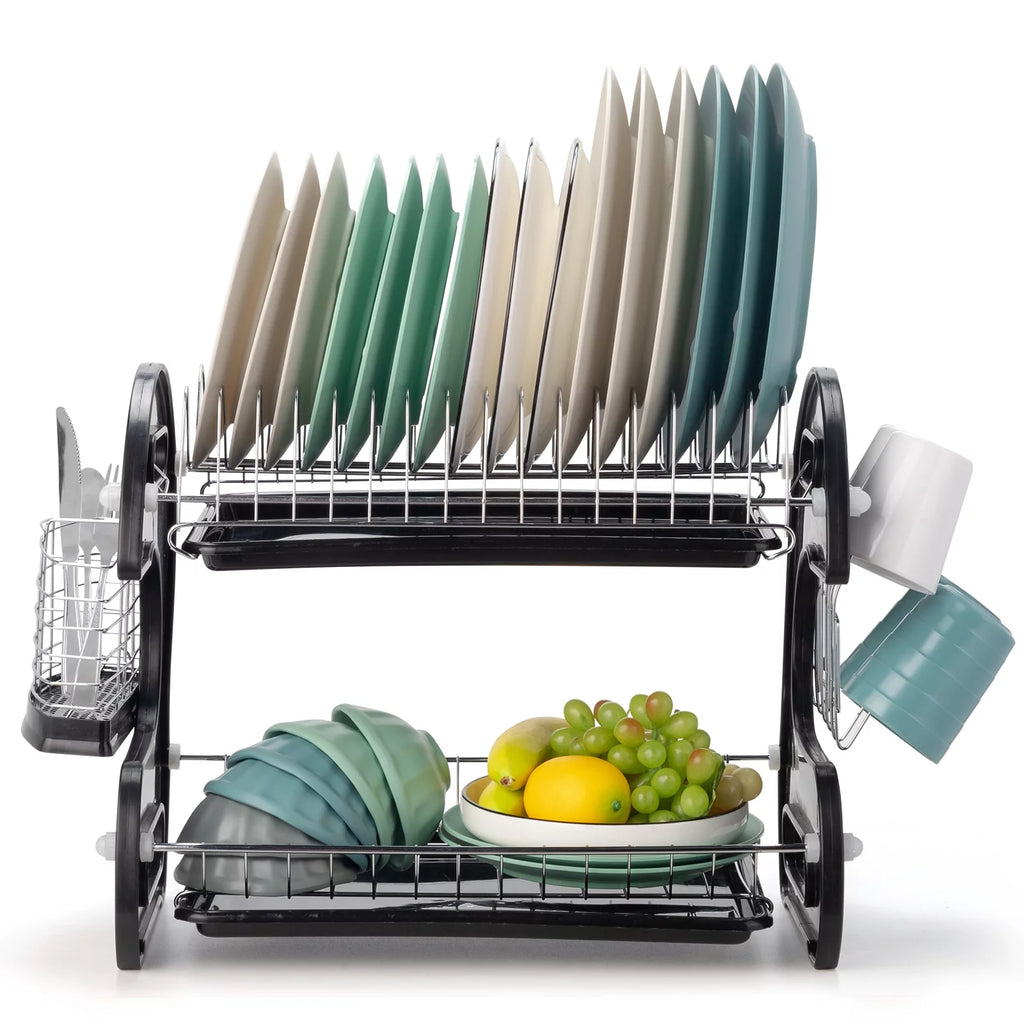 Black 2-Tier Dish Drainer S923