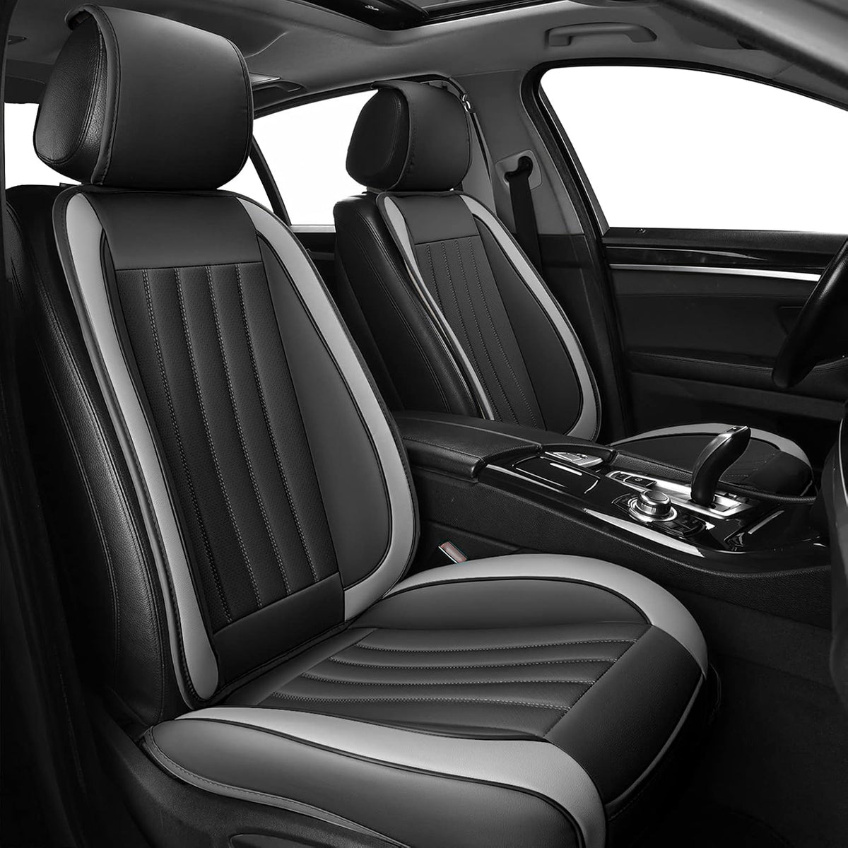 1pc Black Gray Leather Universal Car Seat Covers J1795