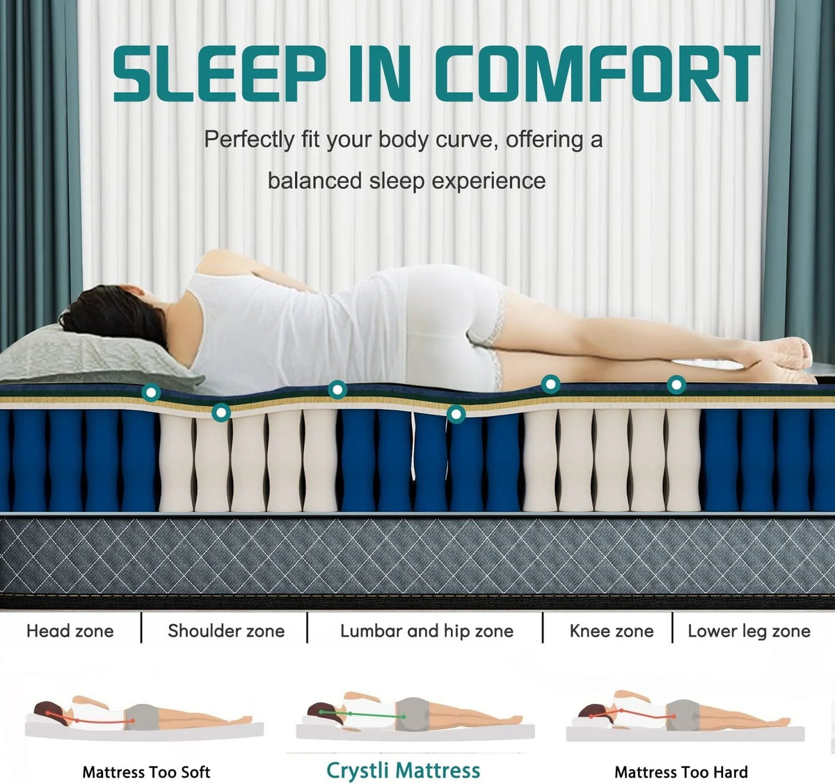Queen Size Memory Foam Innerspring Hybrid Mattress F969393