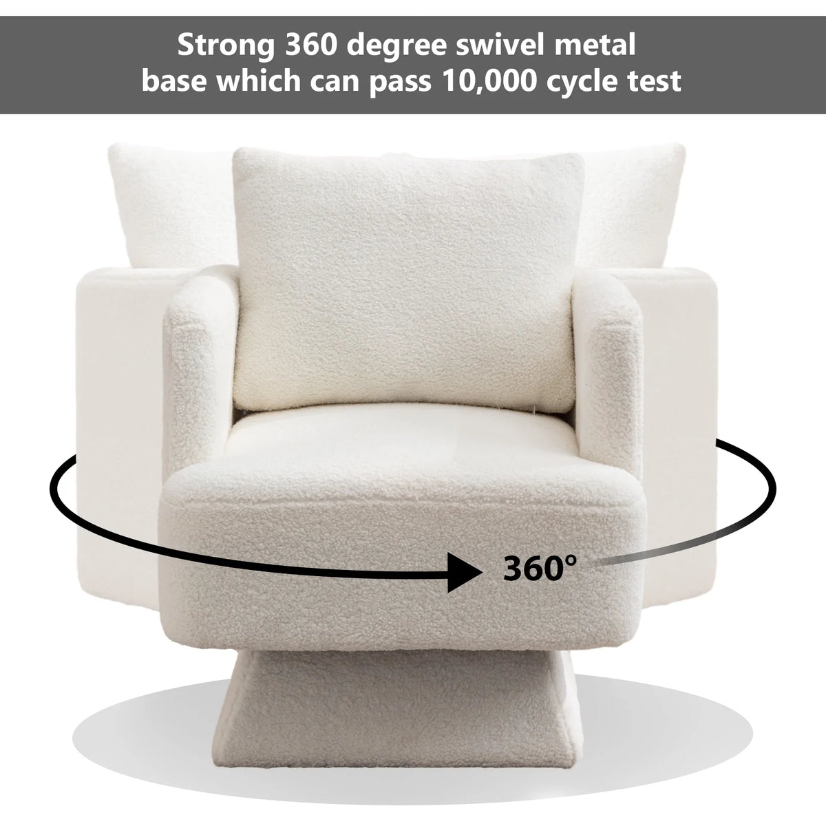 Beige Lamb Wool Swivel Accent Chair F656490