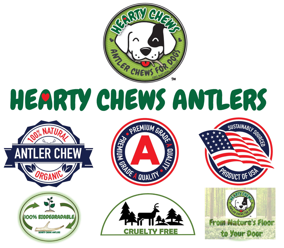 Natural Deer Antler Dog Bone 1 LB Bag V4047