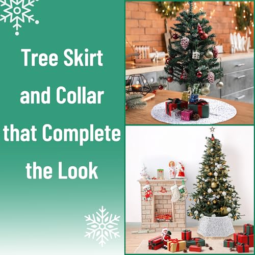 Silver Sequin Christmas Tree Skirt and Tree Collar H8311