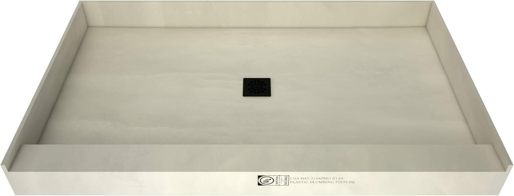 Shower Pan Kit with Flashing, Right Drain, Single Curb Shower Base, 2" PVC Drain and Grate Included, 48" Width x 42" Depth X5965