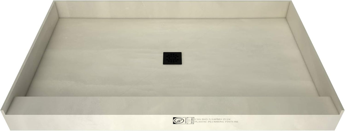 Shower Pan Kit with Flashing, Right Drain, Single Curb Shower Base, 2" PVC Drain and Grate Included, 48" Width x 42" Depth X5965