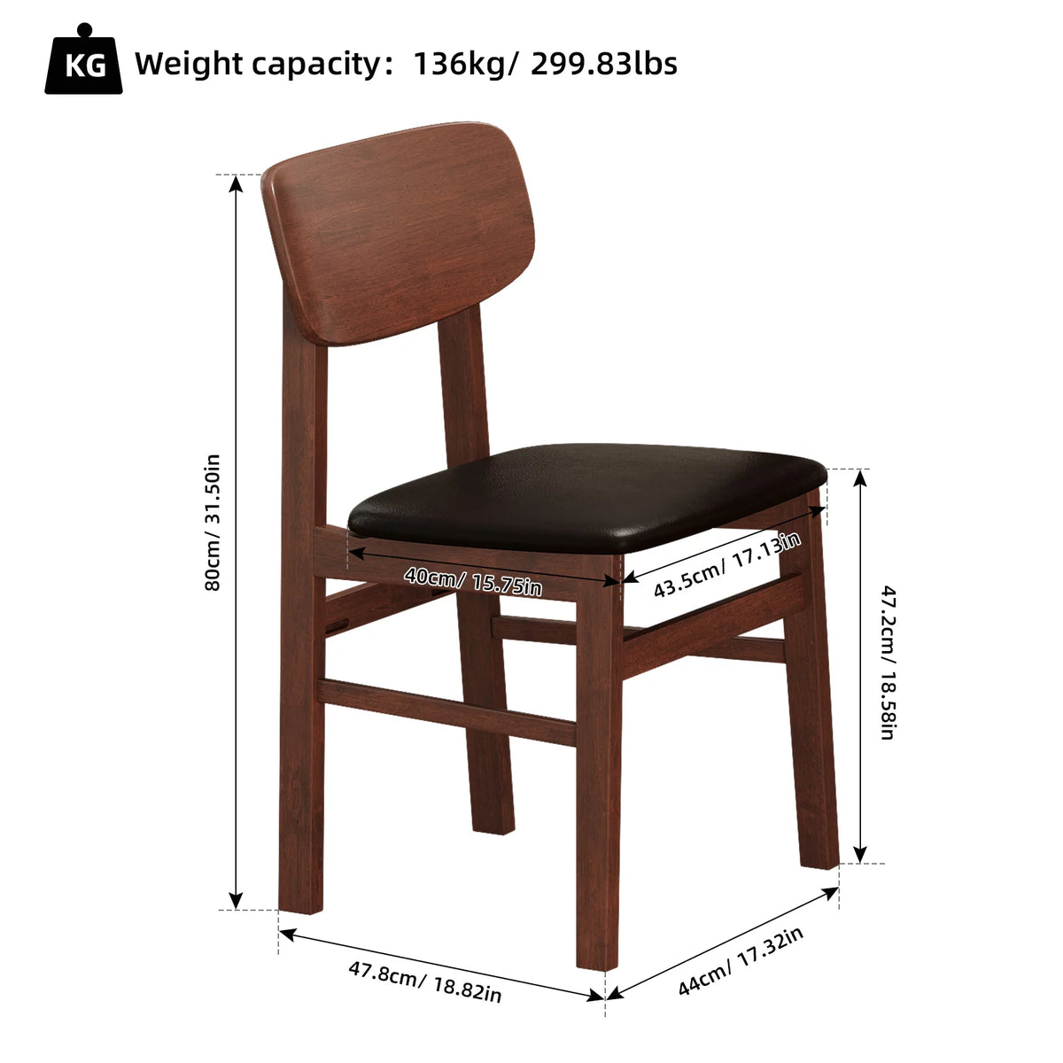 5-Piece Compact Rustic Dining Set with 4 Chairs B616844