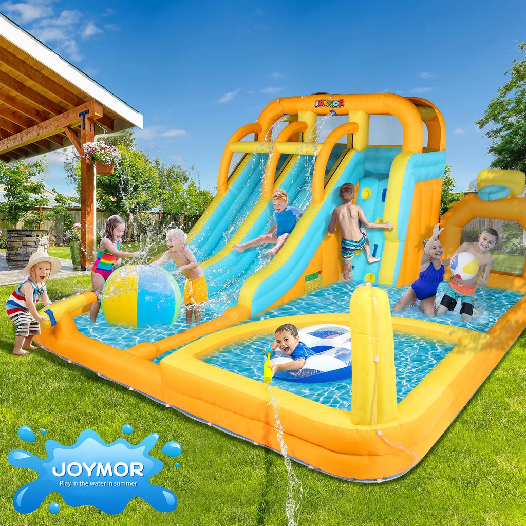 8-in-1 Inflatable Water Slide Park with Splash & Deep Pool N951