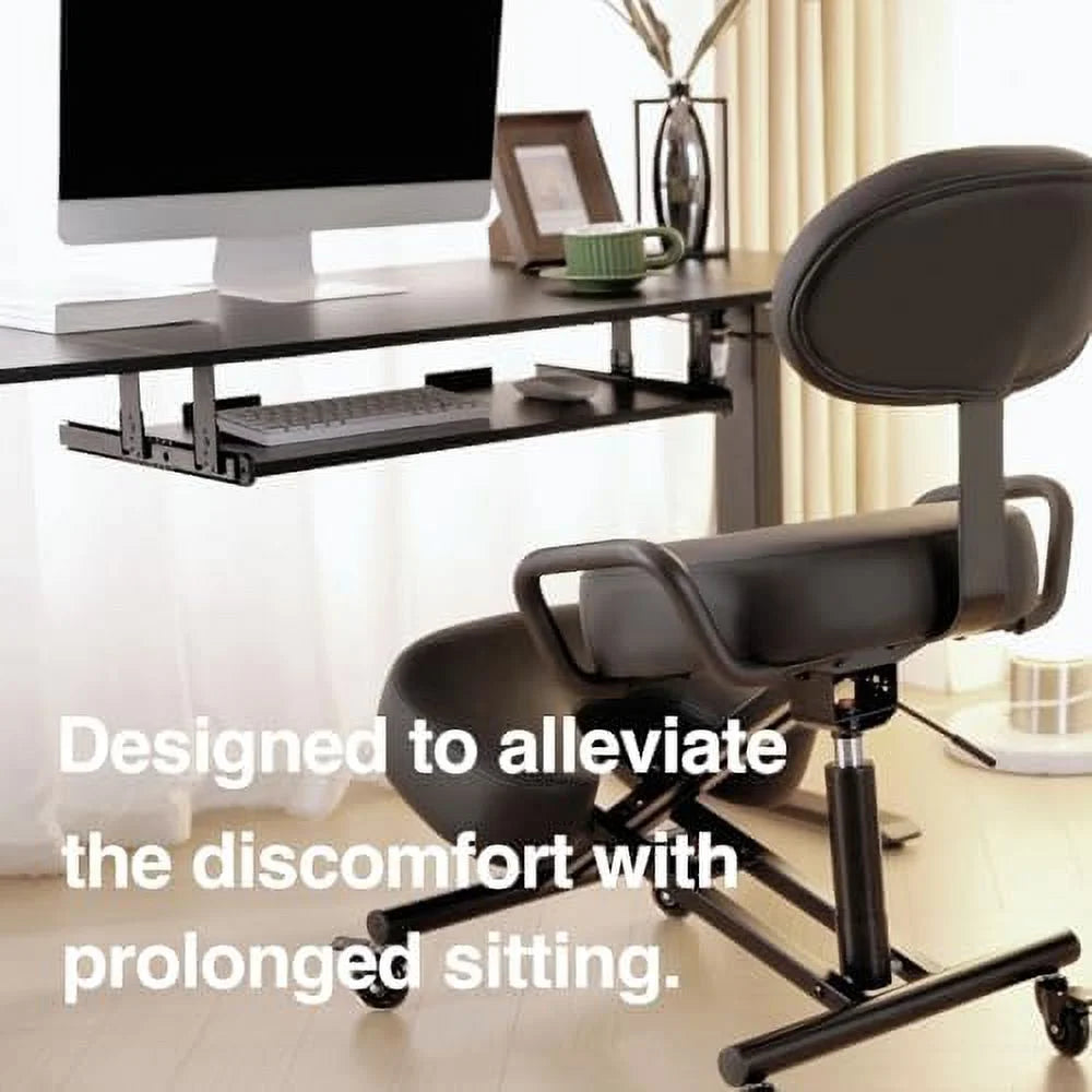 Adjustable Kneeling Chair with Backrest Black D786
