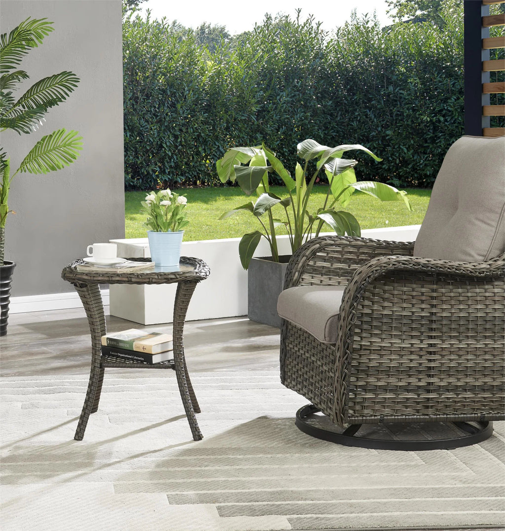 3-Piece Outdoor Swivel Gliders with Side Table Y993