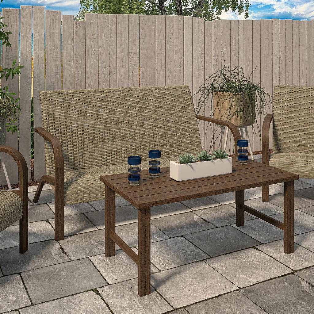 Warm Gray Patio Furniture Set Loveseat and Coffee Table M165498