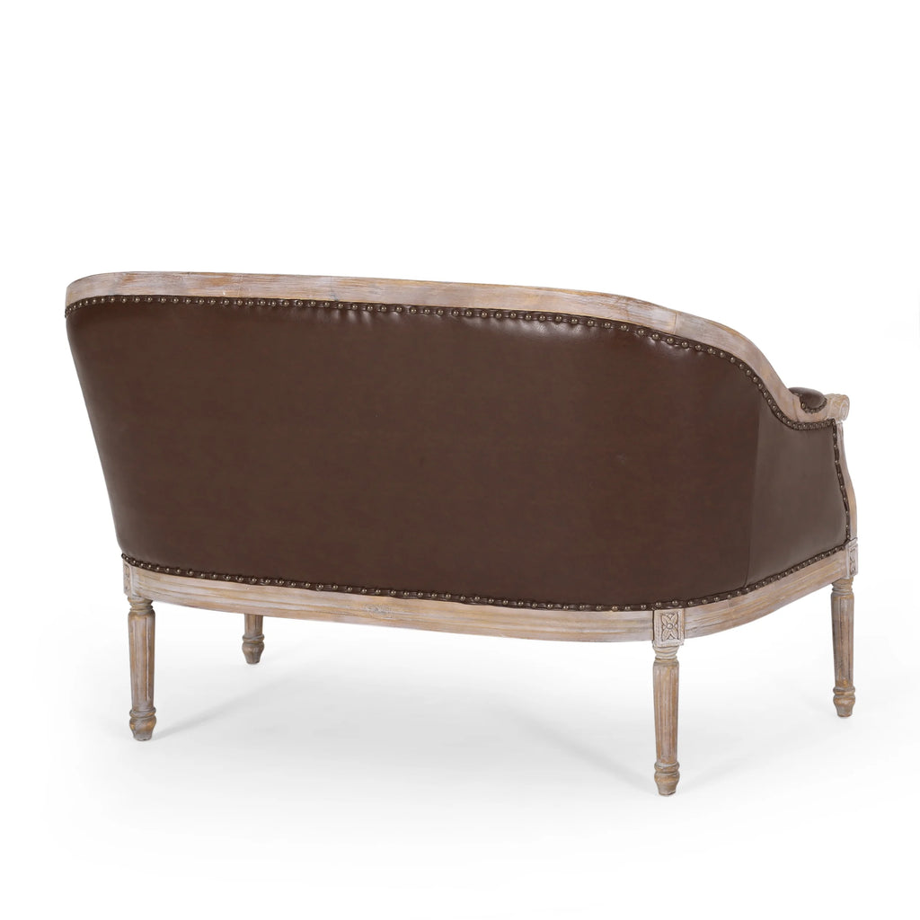 Dark Brown Faux Leather Loveseat Z30463