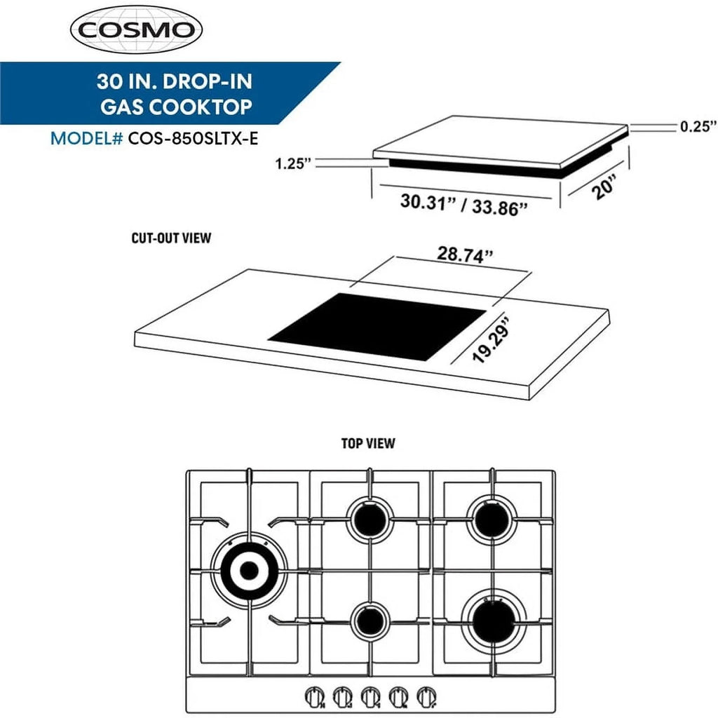 30 in. Drop-In Stainless Steel Gas Cooktop X791