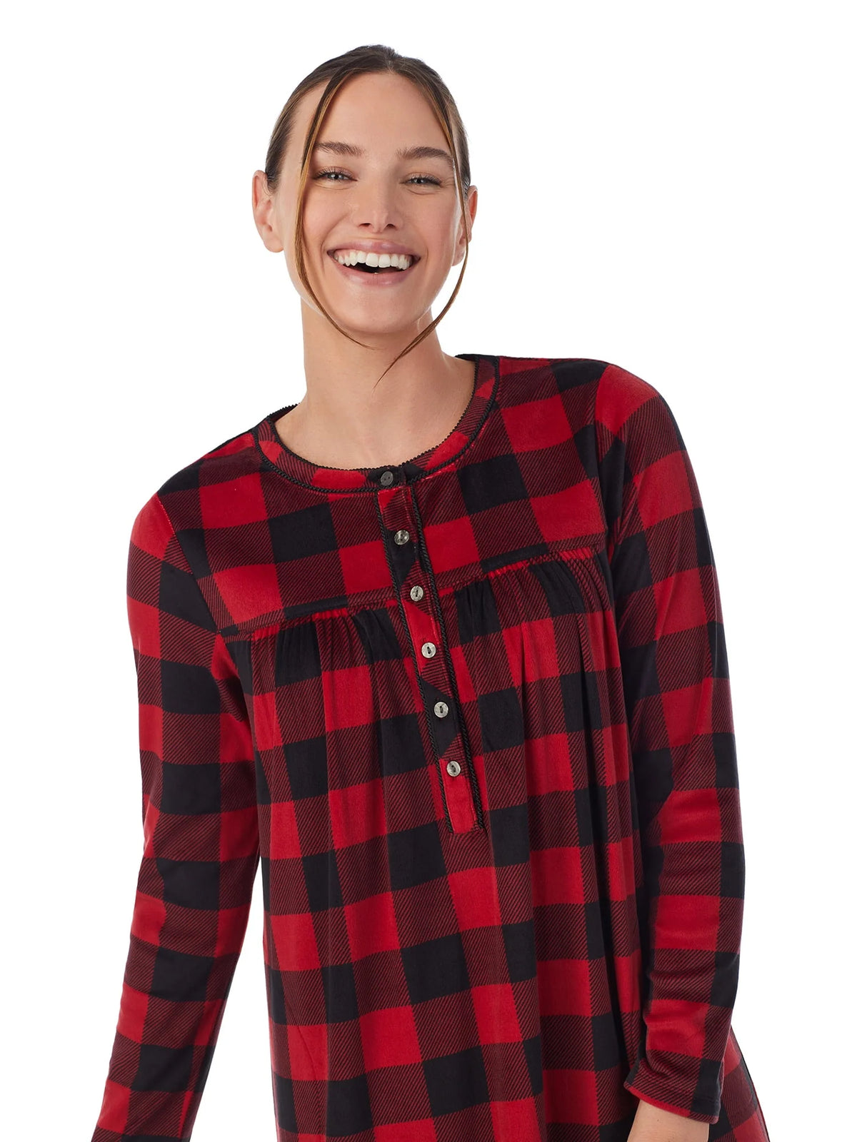 Women's Knit Velour Long Sleeve Nightgown N73857