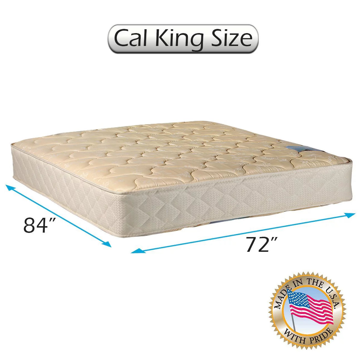 Beige Two-Sided Innerspring Mattress with Protector, Cali King J55397