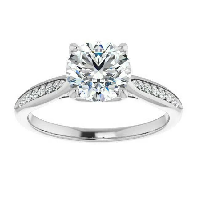 18K White Gold Plated Moissanite Solitaire Engagement Ring D47138