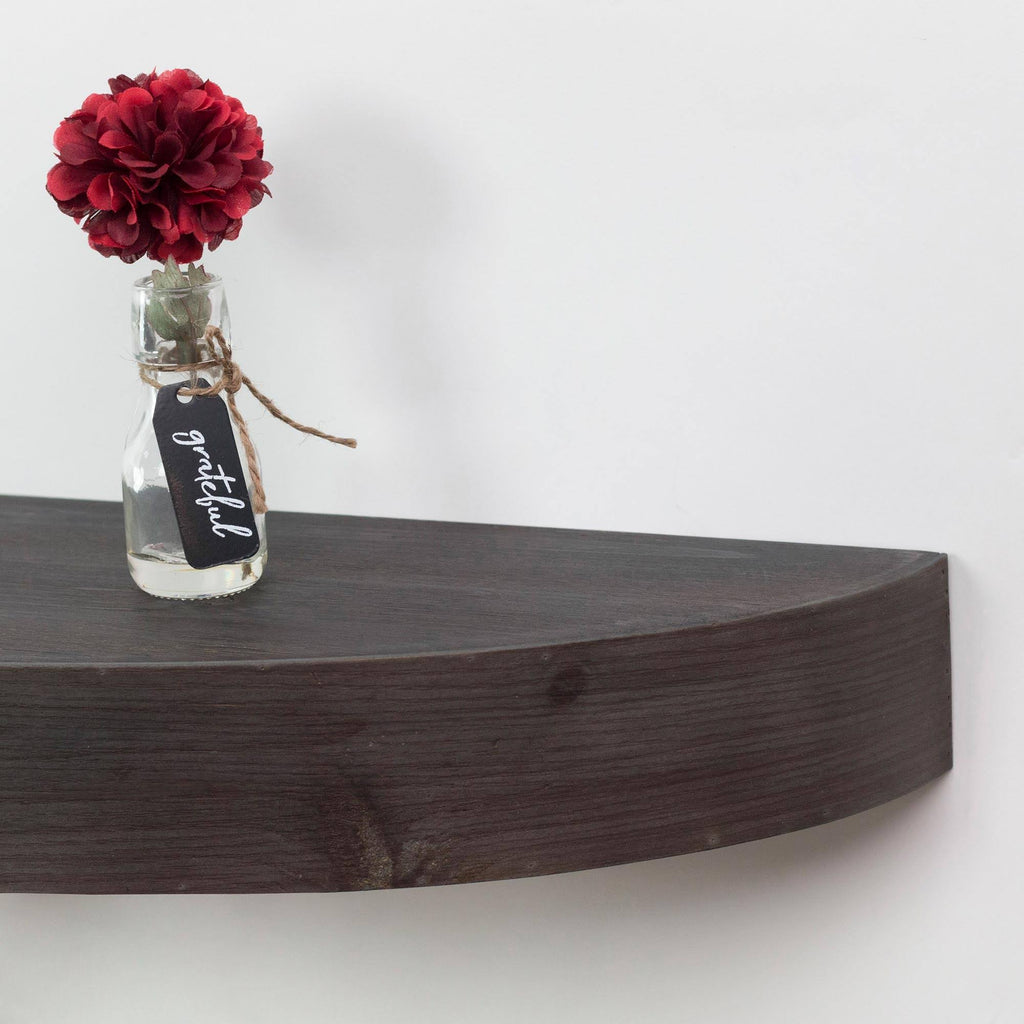 Large Round Wood Floating Wall Shelf Black N4259