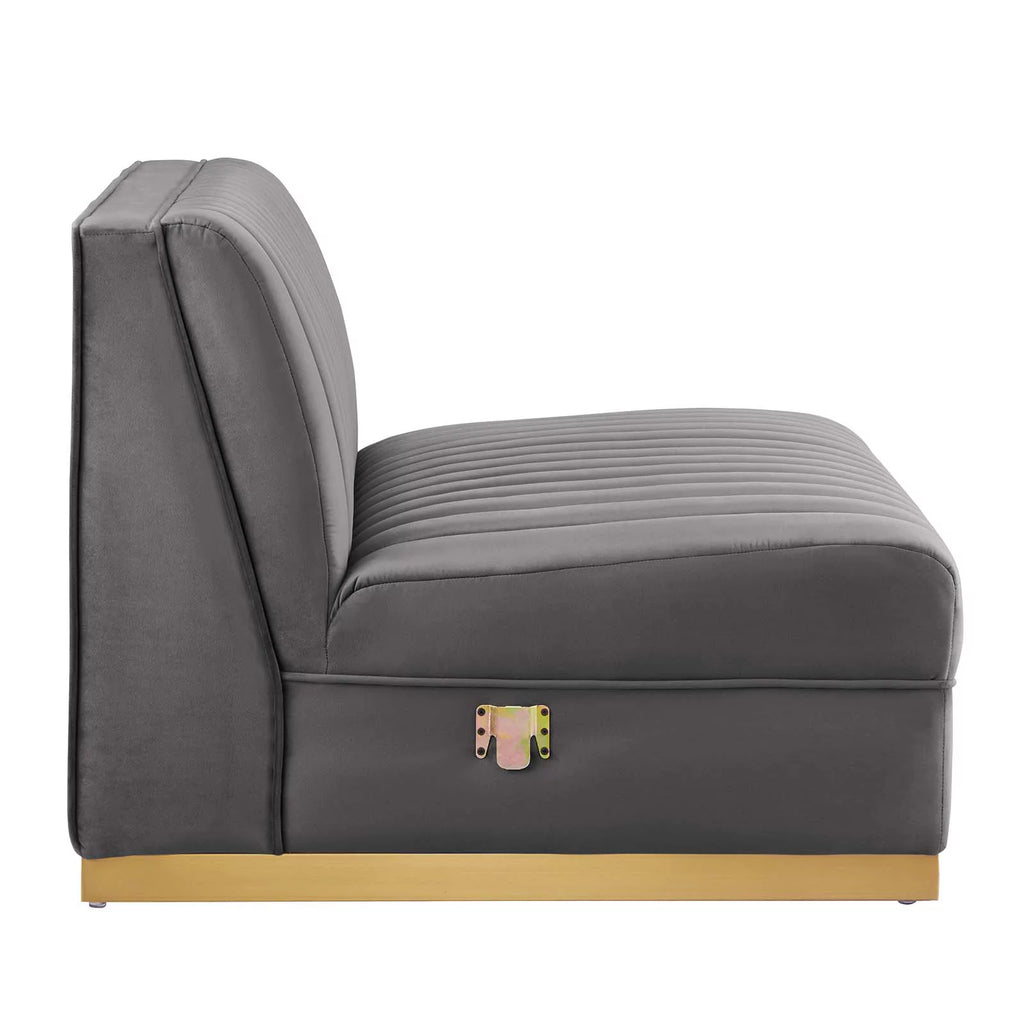 Gray Velvet 6-Piece Modular Sectional Sofa C915