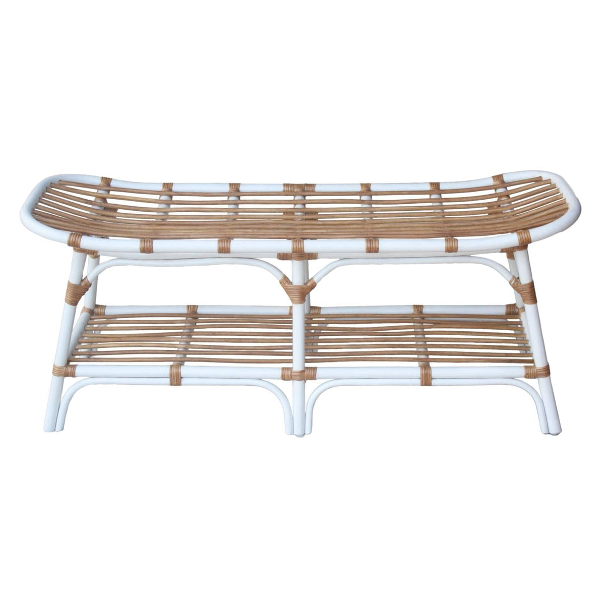 Rattan Bench with Shelf C5857