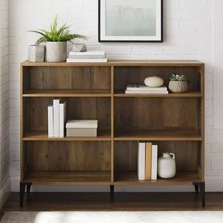 52" Grey Wash Mesh Side Panel Bookshelf K3023