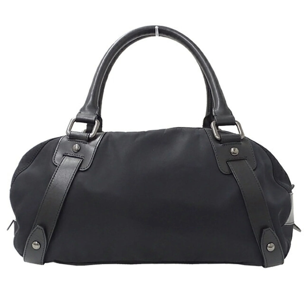 Pre-Owned Nylon Leather Black Boston Bag S488