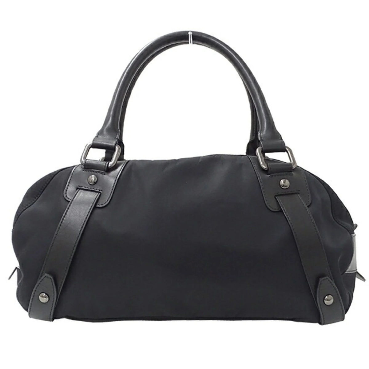Pre-Owned Nylon Leather Black Boston Bag S488