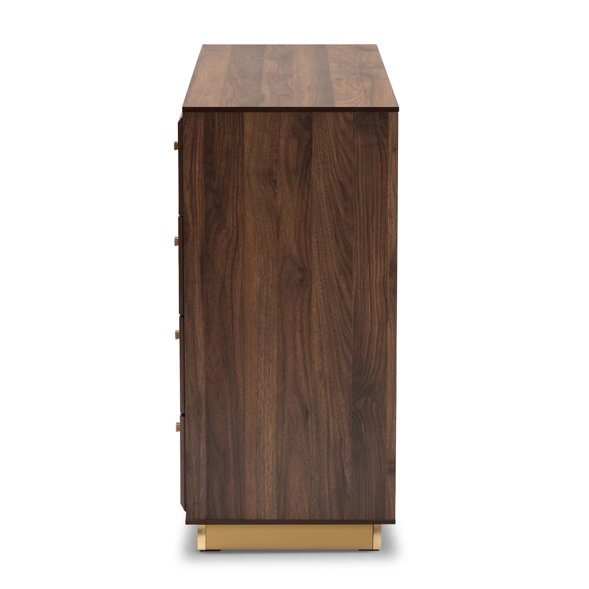 Walnut Brown Wood and Gold Metal 8-Drawer Dresser J803